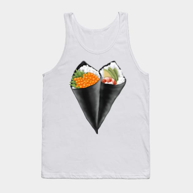 Illustrated Sushi Handroll Tank Top by H. R. Sinclair